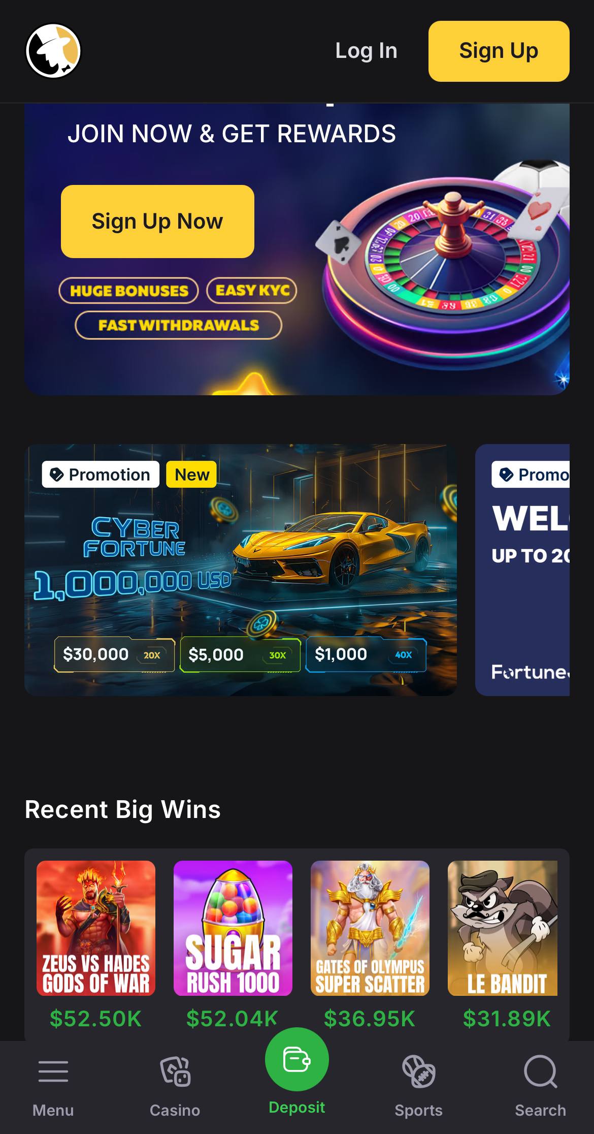 FortuneJack 平台黑金主题主视觉图（加密赌场 & USDT 娱乐）